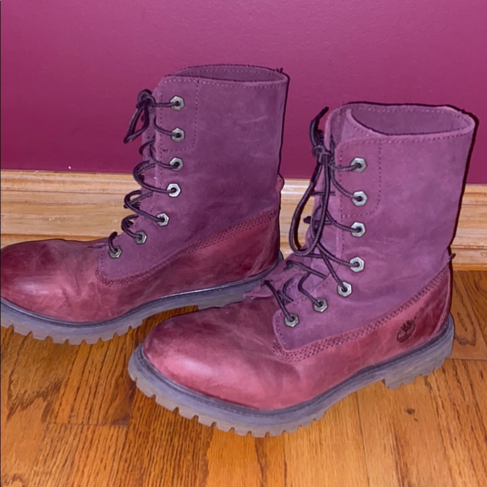Fold Down Burgundy Timberland Boots